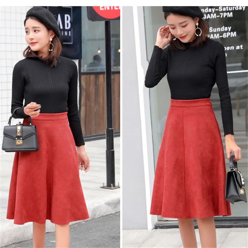 Vintage Suede Midi Skirt