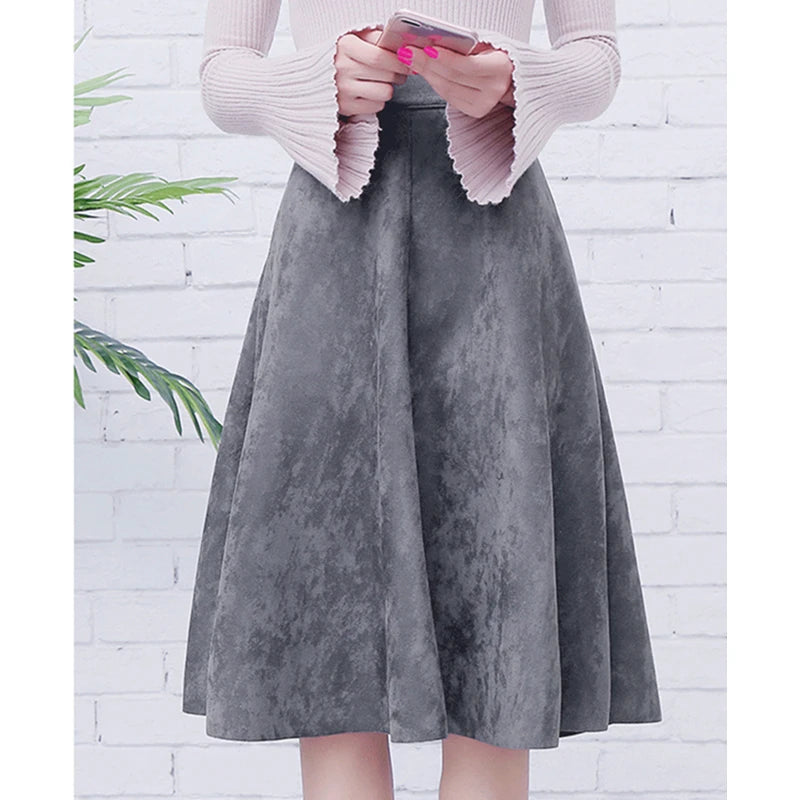 Vintage Suede Midi Skirt