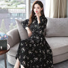 Vintage Floral Chiffon Midi Dress