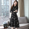 Vintage Floral Chiffon Midi Dress